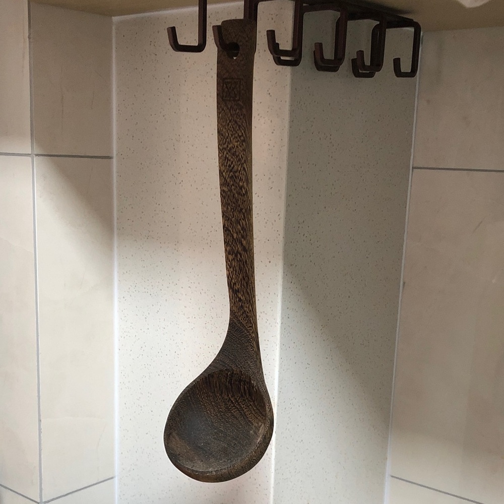 Wooden Kitchen Ladle – Dark Brown Wooden Spoon for Serving